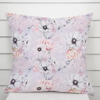 Povlak na polštářek Dekorační povlak na polštář PML-068 Růžové květy na šedofialovém 50 x 60 cm