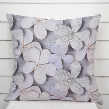 Povlak na dekorativní polštářek Dekorační povlak na polštář PML-032 Designové květy na šedém 50 x 50 cm