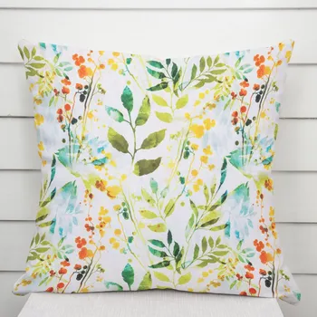 Povlak na polštářek Dekorační povlak na polštář PML-066 Zelené pnoucí lístky na bílém 50 x 60 cm