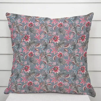 Povlak na dekorativní polštářek Dekorační povlak na polštář PML-043 Tropické květy na šedém 40 x 60 cm