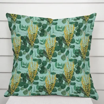 Povlak na dekorativní polštářek Dekorační povlak na polštář PML-088 Eukalypty na mátovém 40 x 60 cm