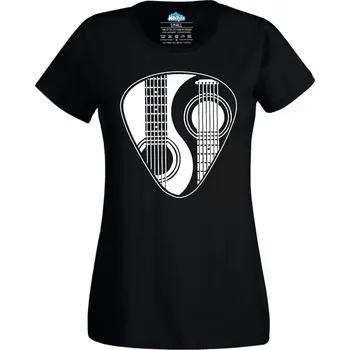Dámské tričko Dámské tričko Jin a Jang Kytarové Trsátko (Velikost: XL, Barva: Černá)