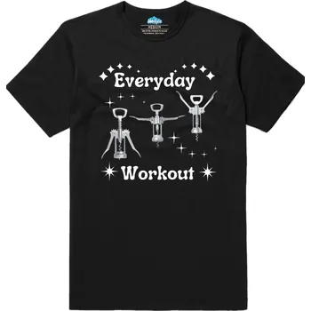 Pánské tričko Pánské tričko Zvedám špunty, ne činky Wine Workout Everyday (Velikost: S, Barva: Černá)