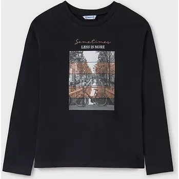 Mayoral dívčí tričko 7009 smetanové, černé barva: černá, Rozměr: 140 (10 let)