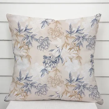 Povlak na dekorativní polštářek Dekorační povlak na polštář PML-058 Květinová perokresba na světle béžovém 35 x 45 cm