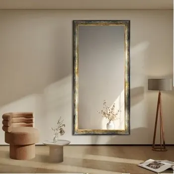 Zrcadlo Zrcadlo v zeleno-zlatém dřevěném rámu - 5401001