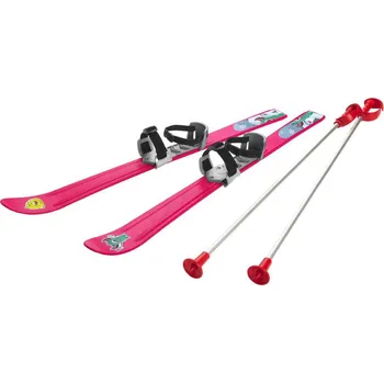 Zimní sport PLASTKON Lyže carvingové Baby Ski 90cm Růžové s vázáním a holemi | 729957
