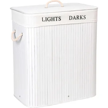 Koš na prádlo JAKS BAMBUSOVÝ KOŠ NA PRÁDLO 100L - BÍLÝ