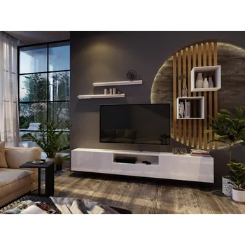 Obývací stěna MOB Berny 30 (bílá + bílý lesk)