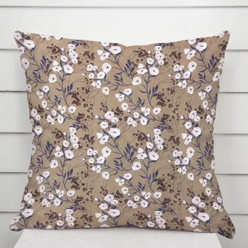 Povlak na dekorativní polštářek Dekorační povlak na polštář PML-036 Pnoucí květiny na hnědém 40 x 60 cm