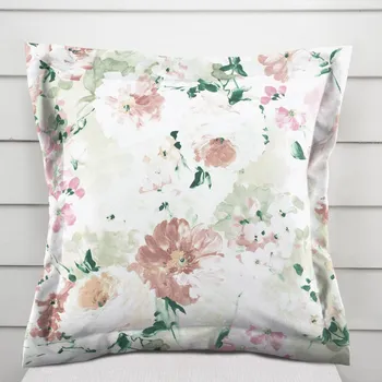 Povlak na polštářek Dekorační povlak na polštář s lemem PM-018 Malované květy na zeleném 30 x 50 cm