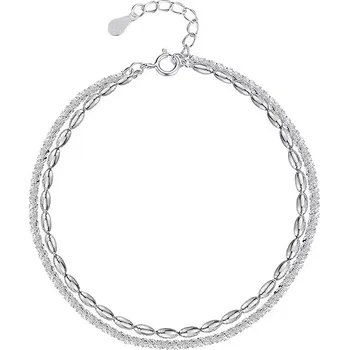 Náramek Olivie Stříbrný náramek 2 řetízky 15-18 cm 9062 Ag 925; ≤2,5 g.
