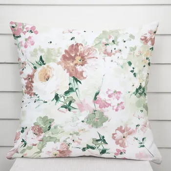Povlak na dekorativní polštářek Dekorační povlak na polštář PM-018 Malované květy na zeleném 40 x 60 cm