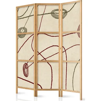 Paraván Japonský paraván - Korálkový labyrint: Minimalistická abstrakce na obnošeném pozadí Velikost: 135x172 cm