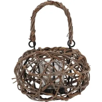 Svícen Proutěná lucerna na čajovou svíčku Masai Vine Wood - Ø 16*12/23 cm