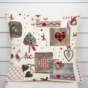 Povlak na dekorativní polštářek Dekorační povlak na polštář Porto PRT-015 Vínovo-šedá srdíčka na krémovém 35 x 45 cm