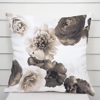 Povlak na polštářek Dekorační povlak na polštář PM-016 Velké hnědé květy 50 x 60 cm