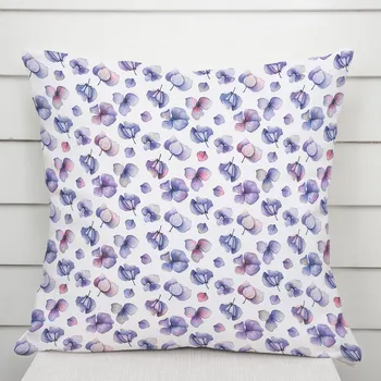 Povlak na dekorativní polštářek Dekorační povlak na polštář Porto PRT-024 Modré okvětní lístky na bílém 50 x 50 cm