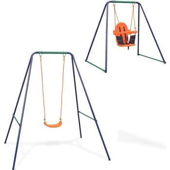 Dětská houpačka vidaXL Houpačka pro jedno dítě a houpačka pro batole 2 v 1 oranžová [91362]