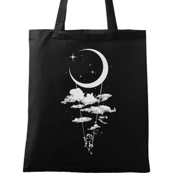 Bavlněná taška Houpačka na Měsíci (Barva: Černá)