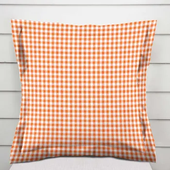 Povlak na dekorativní polštářek Dekorační povlak na polštář s lemem Rebeka RE-006 Oranžovo-bílá kostka malá 40 x 40 cm
