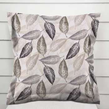Povlak na dekorativní polštářek Dekorační povlak na polštář s lemem PML-056 Zeleno-černé listy na béžovém 40 x 40 cm