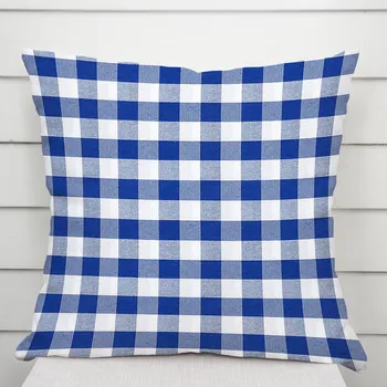 Povlak na dekorativní polštářek Dekorační povlak na polštář Rebeka RE-007 Modro-bílá kostka velká 30 x 50 cm