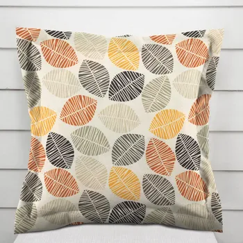 Povlak na polštářek Dekorační povlak na polštář s lemem PML-072 Podzimní listy na krémovém 50 x 60 cm