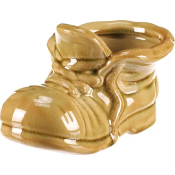 Vánoční dekorace Autronic Bota keramická - květinový obal, barva světle zelená - KEX6002 GRN