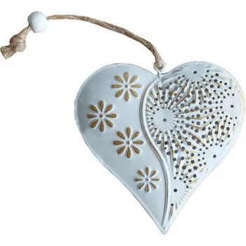 Srdce kovové bílé zlatě zdobené 2001366A