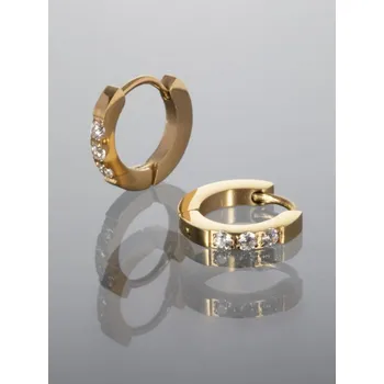 Náušnice Prosperk Drobné kruhové náušnice z chirurgické oceli zlaté barvy s drobnými čirými krystaly zlatá S0256