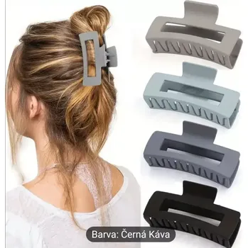 Velký skřipec do vlasů 4 dílná sada černá káva (Vlasové doplňky )