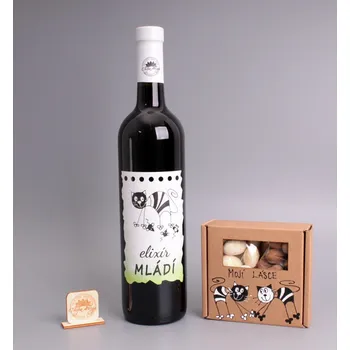Víno Set - víno + mlsná krabička - Elixír mládí mojí lásce víno: Chardonnay - polosuché
