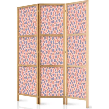 Paraván Japonský paraván - žirafí vzor - barevný zvířecí vzor v modro-růžových skvrnách. Velikost: 135x172 cm