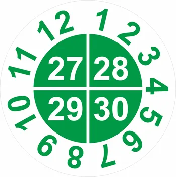 Speciální papír Kalibrační štítek 2027-2030 samolepící vinylová fólie 25 mm aršík 30 kusů