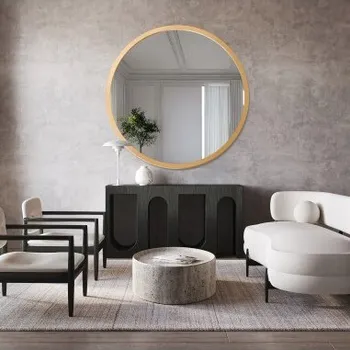 Zrcadlo Kulaté zrcadlo ve zlatém mdf rámu - OTTO - barva rámu dle vašeho výběru