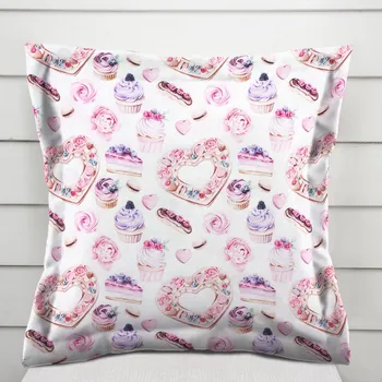 Povlak na polštářek Dekorační povlak na polštář s lemem PML-037 Růžová cukrárna 50 x 60 cm