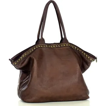 Kabelka MARCO MAZZINI Hnědá shopper bag s nýtky (v95f) Velikost: ONE SIZE