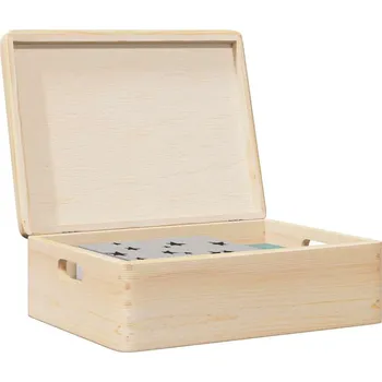 vidaXL Dřevěná box s víkem a držadly 40x30x13 cm masivní borové dřevo [4017397] Barva: Přírodní