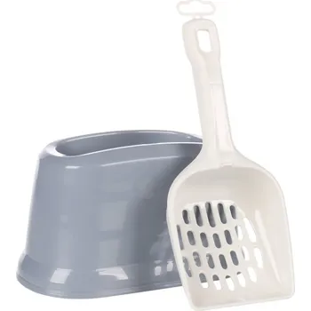 Toaleta pro kočku Flamingo Lopatka s držákem šedá