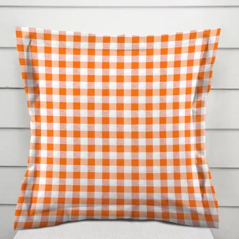 Povlak na dekorativní polštářek Dekorační povlak na polštář s lemem Rebeka RE-005 Oranžovo-bílá kostka střední 40 x 60 cm