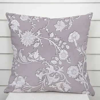 Povlak na polštářek Dekorační povlak na polštář PM-045 Zámecké květy na pastelově fialovém 35 x 45 cm