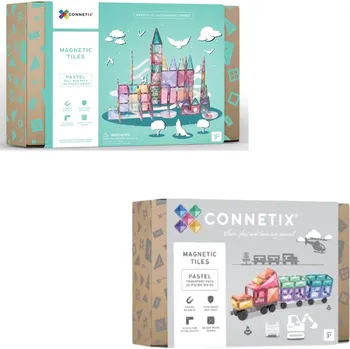 ostatní stavebnice Connetix Tiles Magnetická stavebnice PASTEL (120 ks) + Transport PASTEL (50 ks)