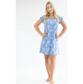 Dámská noční košile Dámské noční košilka krátký rukáv GINA 19152P koňak bílá M