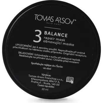 Vlasová regenerace Tomas Arsov BALANCE obnovující maska 100 ml 50 ml