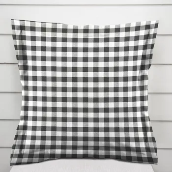 Povlak na polštářek Dekorační povlak na polštář s lemem Rebeka RE-011 Šedo-bílá kostka střední 50 x 50 cm