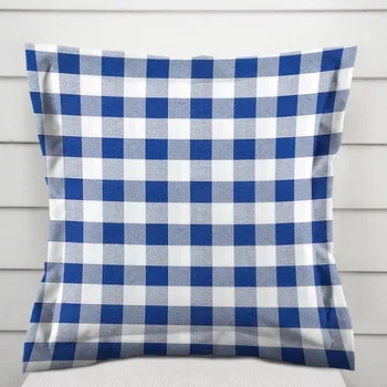 Povlak na polštářek Dekorační povlak na polštář s lemem Rebeka RE-007 Modro-bílá kostka velká 50 x 50 cm