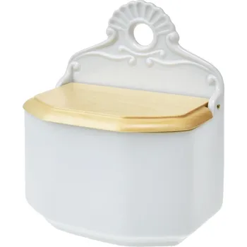 Dóza na potraviny Český porcelán, Dubí Slánka / dóza závěsná se dřevěným víčkem - 700 ml