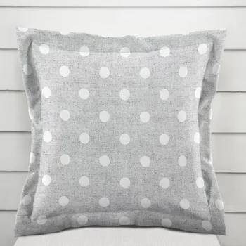 Povlak na polštářek Dekorační povlak na polštář s lemem Porto PRT-018 Bílé puntíky na šedém režném 50 x 50 cm