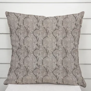 Povlak na dekorativní polštářek Dekorační povlak na polštář PML-086 Pnoucí větvičky na hnědošedém 35 x 45 cm